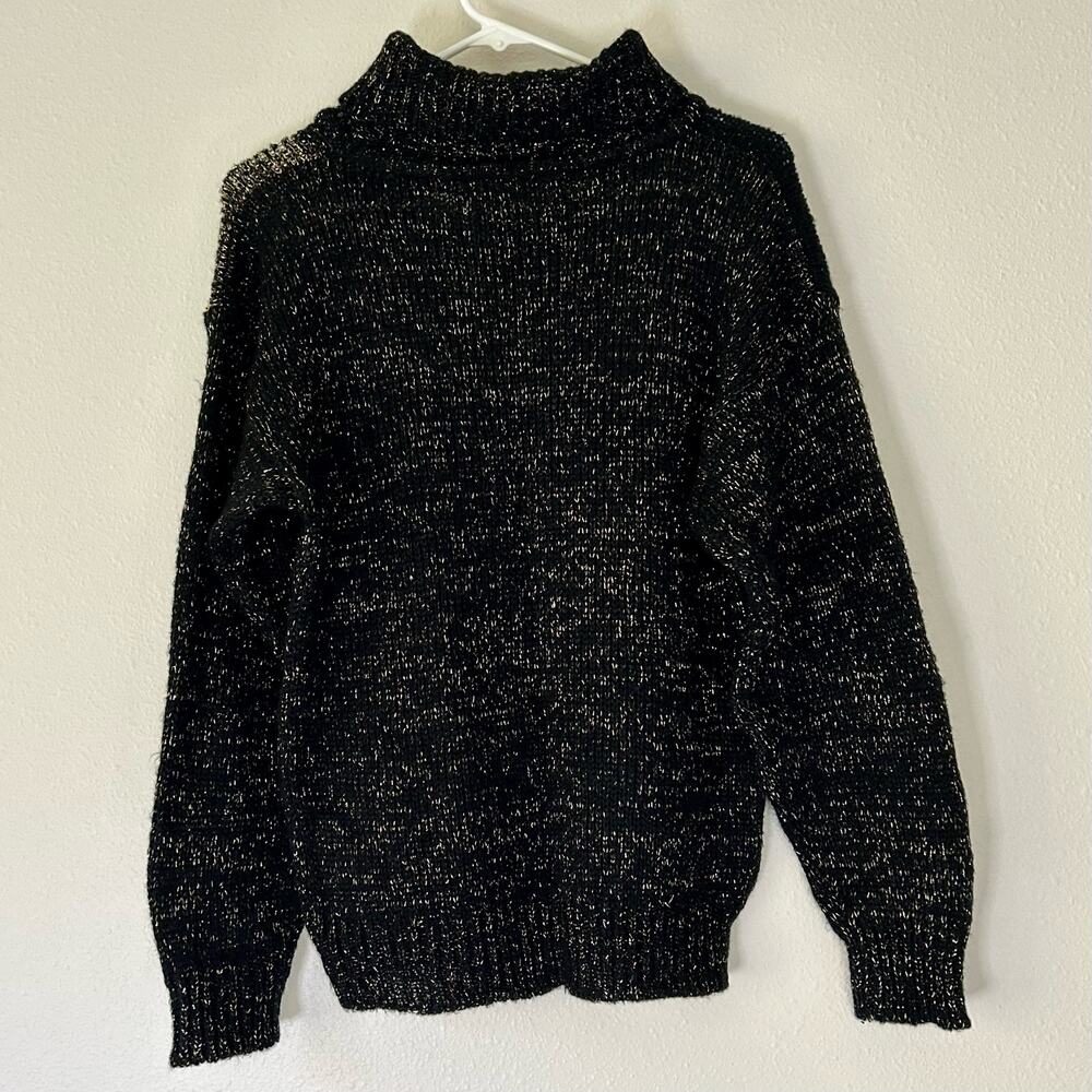 Vintage Metallic Abstract Patchwork Turtleneck Kn… - image 8